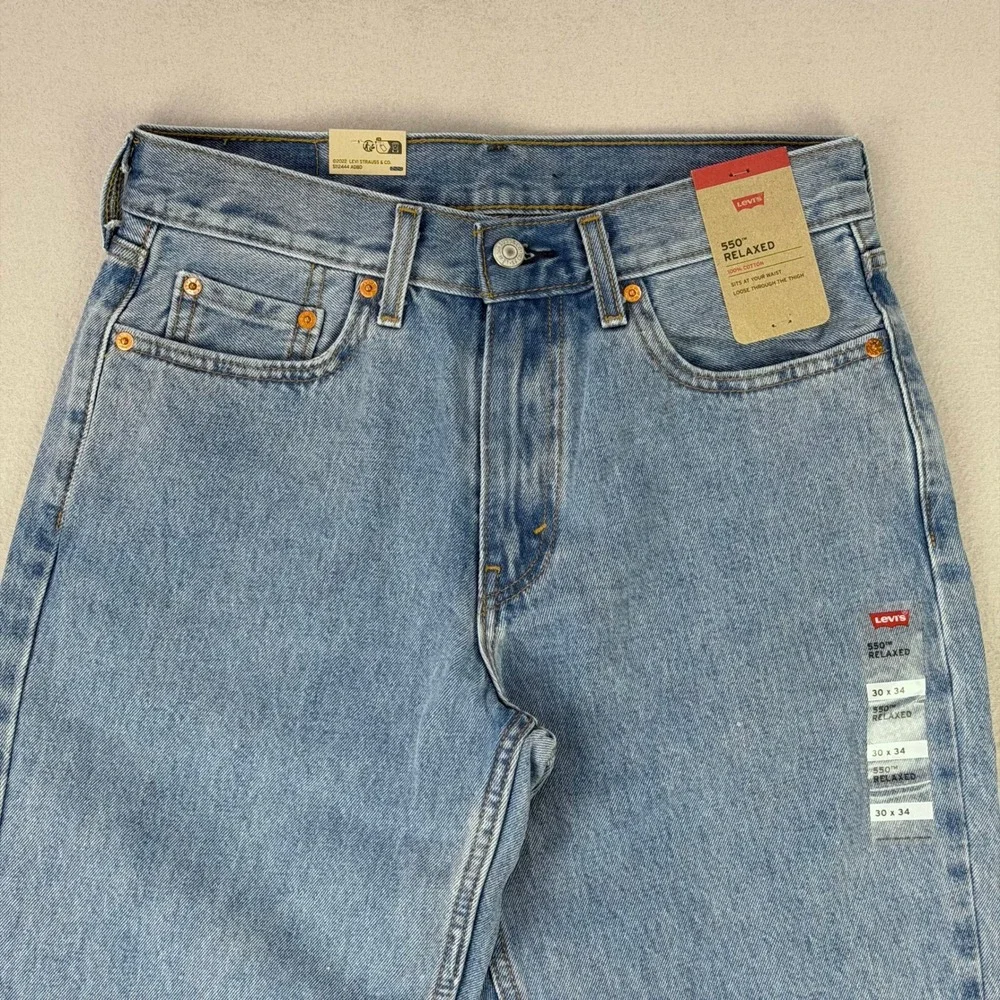 Levi's Jeans 550 Men 30x34 Blue Denim Relaxed Fit Cotton Straight Leg NWT